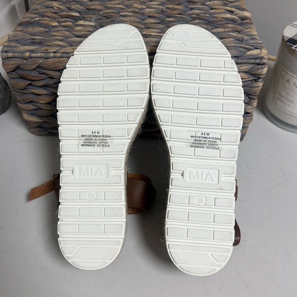 Mia Kiera Brown Vegan Leather Strappy Espadrille Platform Sandal Size 8.5 - Picture 9 of 10